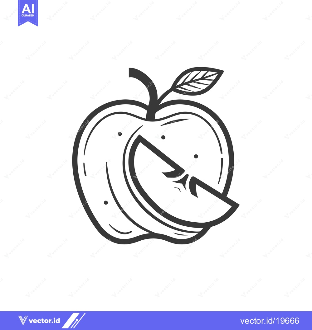 Premium Vector dari A Simple Line Drawing of an Apple with a Slice