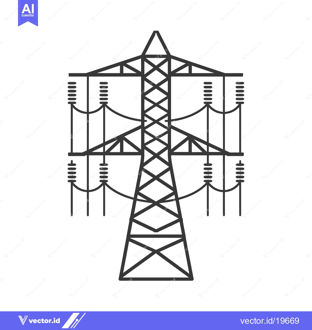 Premium Vector of A Simple Line Drawing of an Electrical Transmission Tower