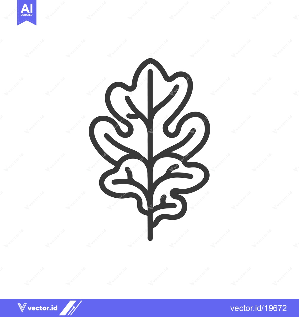 Premium Vector dari A Simple Line Drawing of an Oak Leaf