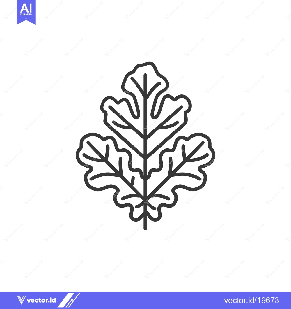 Premium Vector dari A Simple Line Drawing of an Oak Leaf
