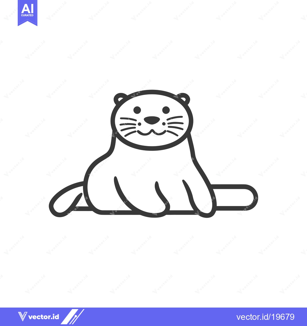 Premium Vector of A Simple Line Drawing of an Otter Sitting on its Hind Legs