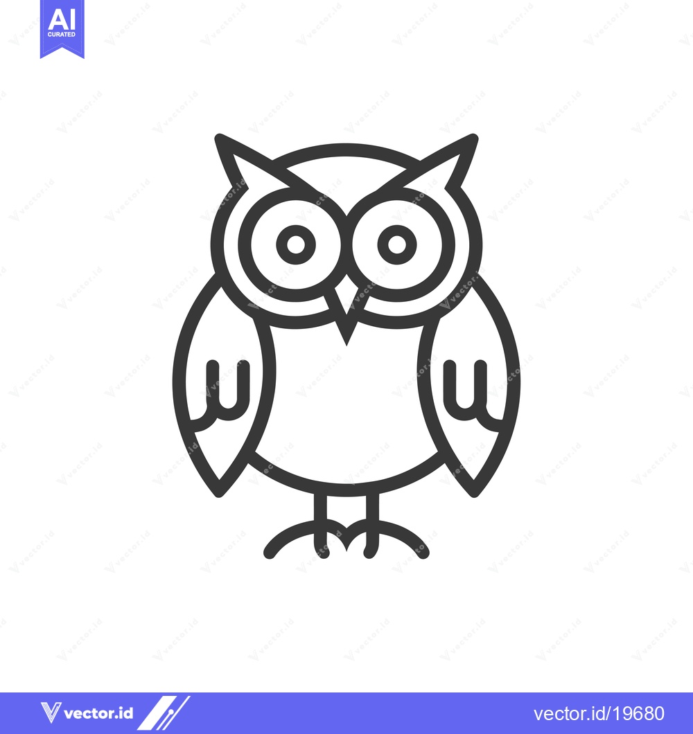 Premium Vector dari A Simple Line Drawing of an Owl with Large Eyes