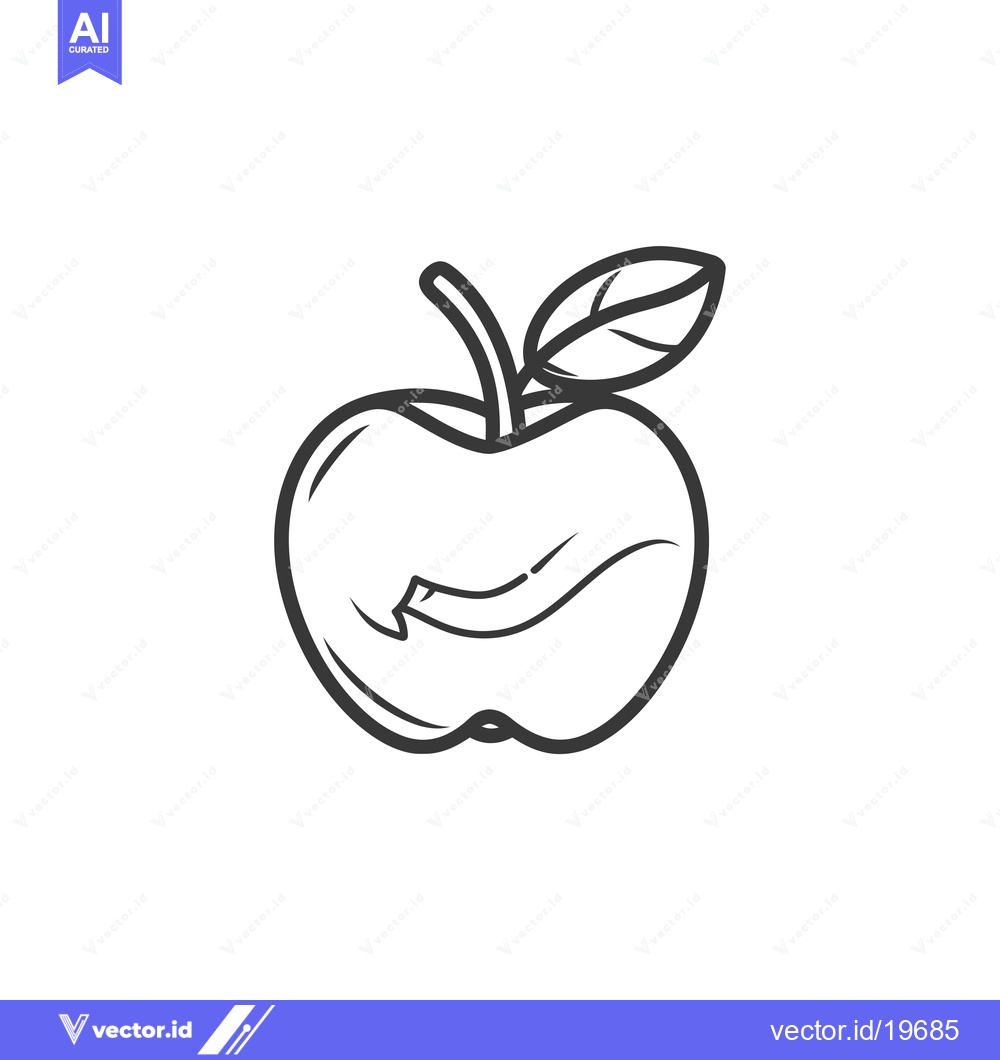 Premium Vector dari A Simple Line Drawing of a Partially Eaten Apple with a Leaf