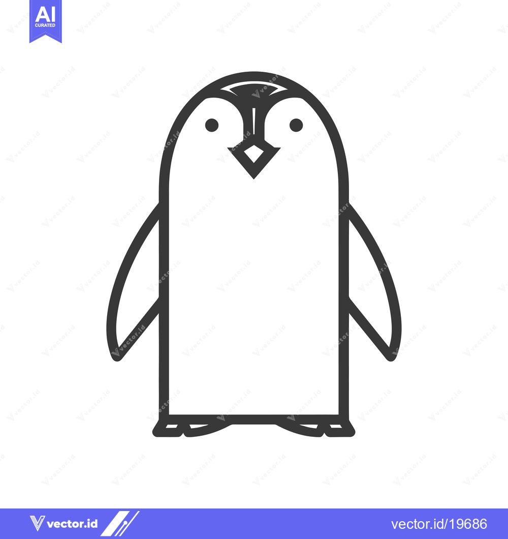 Premium Vector dari A Simple Line Drawing of a Penguin