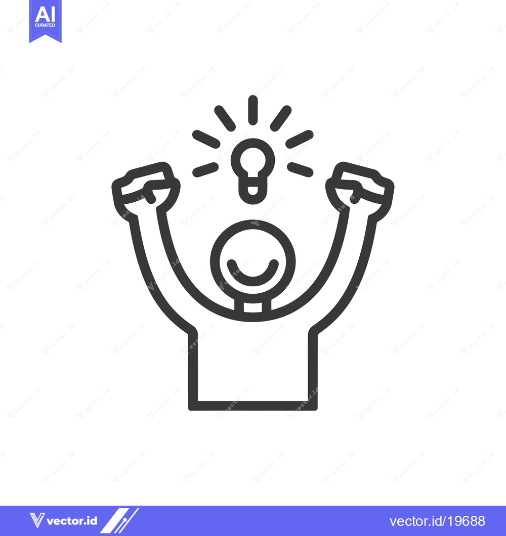 Premium Vector dari A Simple Line Drawing of a Person Celebrating an Idea