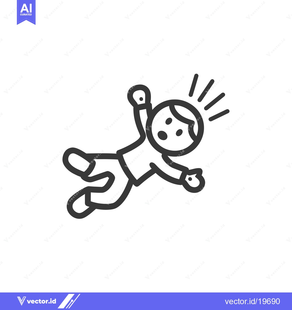 Premium Vector dari A simple line drawing of a person falling and looking surprised