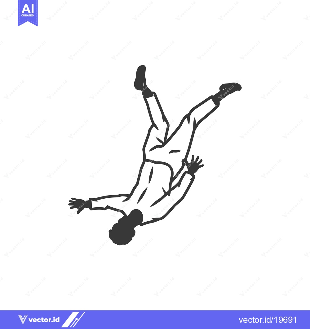Premium Vector dari A Simple Line Drawing of a Person Falling Headfirst