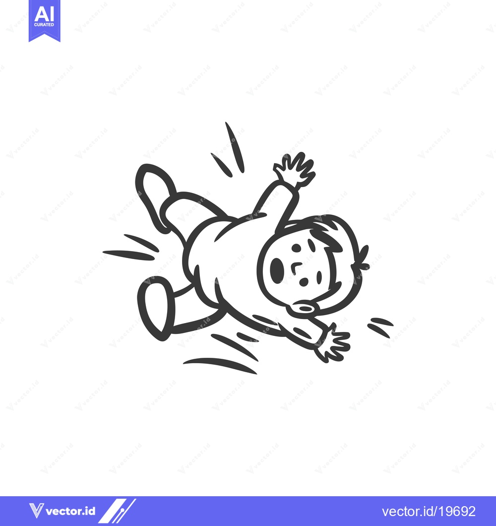 Premium Vector dari A simple line drawing of a person falling with outstretched arms and l