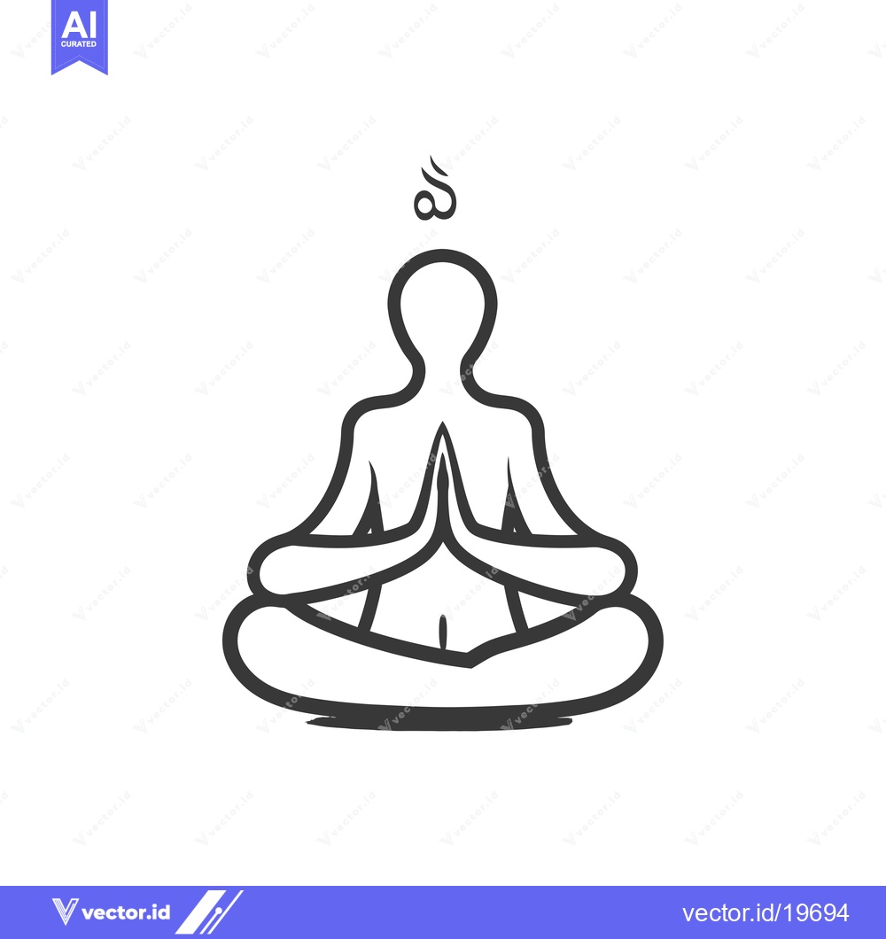 Premium Vector of A simple line drawing of a person meditating in the lotus pose