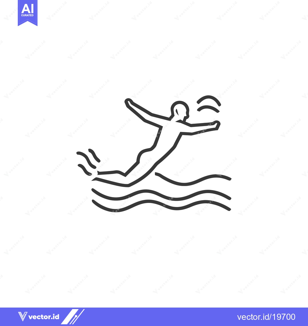 Premium Vector dari A simple line drawing of a person swimming in waves