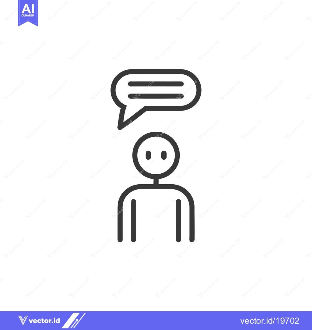 Premium Vector dari A simple line drawing of a person with a speech bubble above their hea