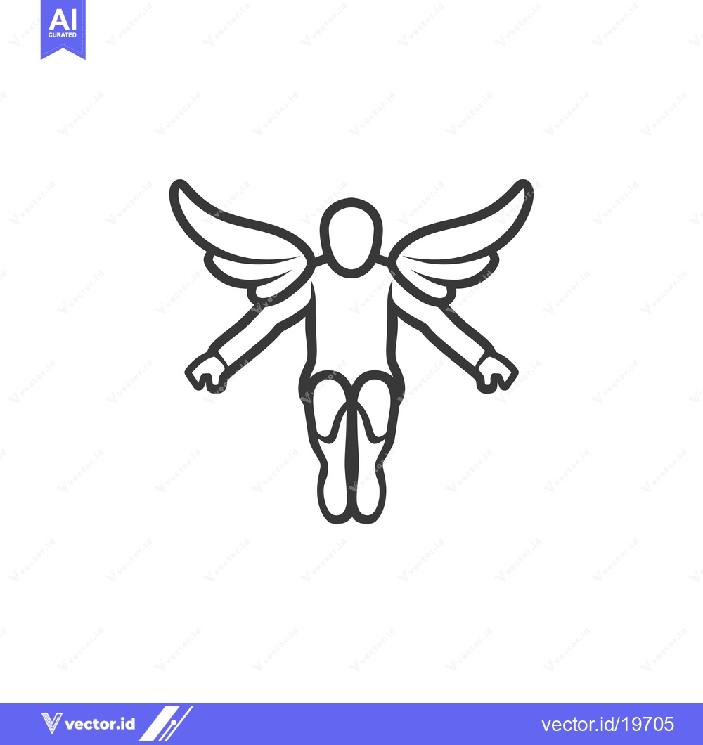 Premium Vector dari A Simple Line Drawing of a Person with Wings