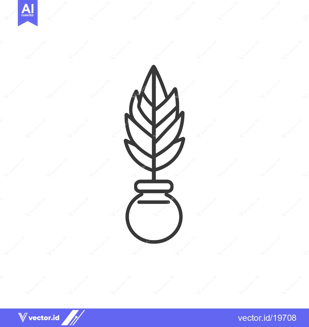 Premium Vector dari A Simple Line Drawing of a Plant in a Pot