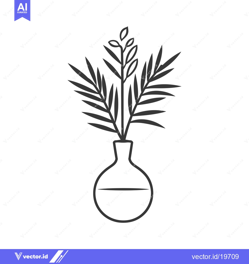 Premium Vector of A Simple Line Drawing of a Plant in a Vase