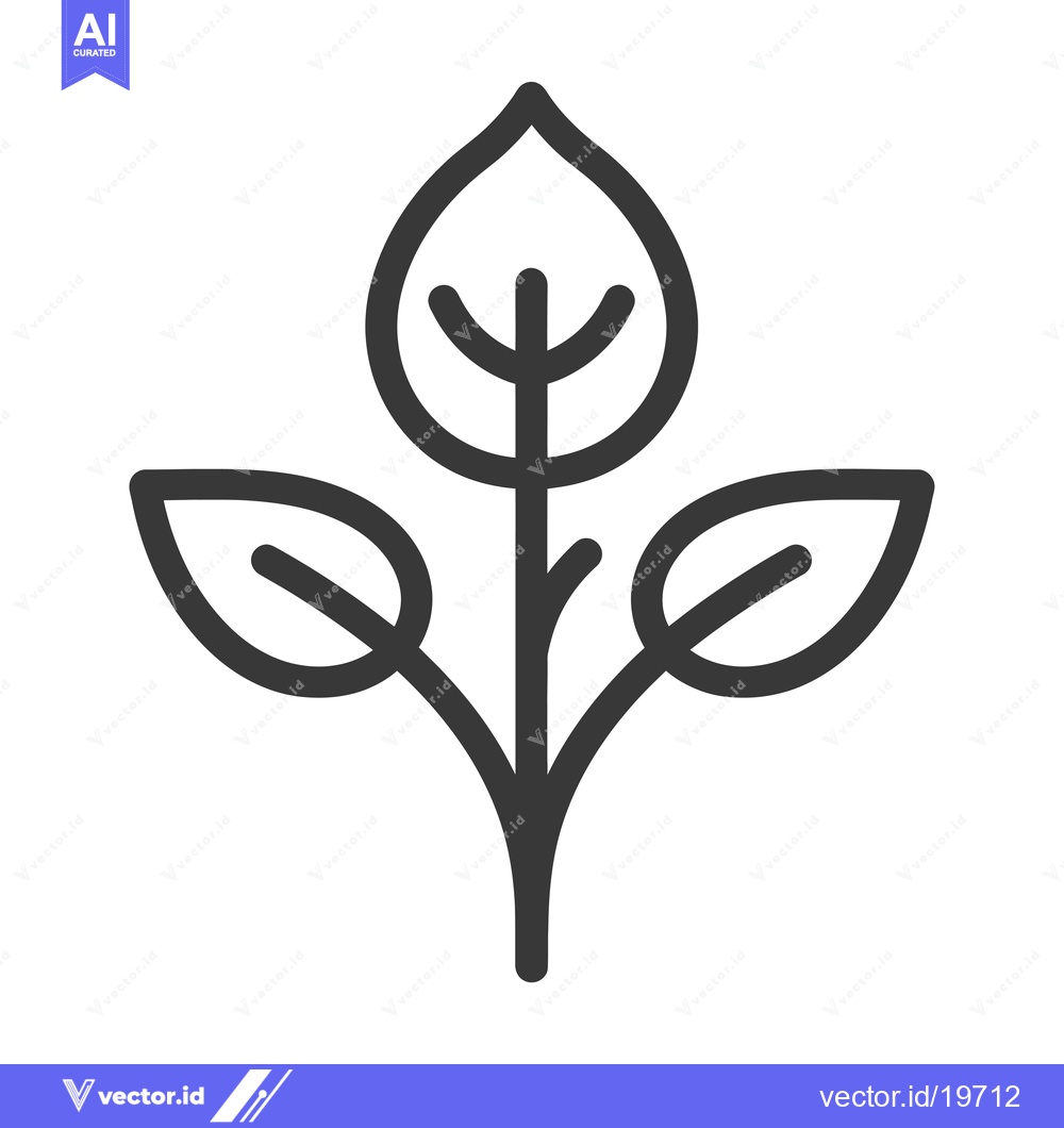 Premium Vector of A Simple Line Drawing of a Plant with Three Leaves