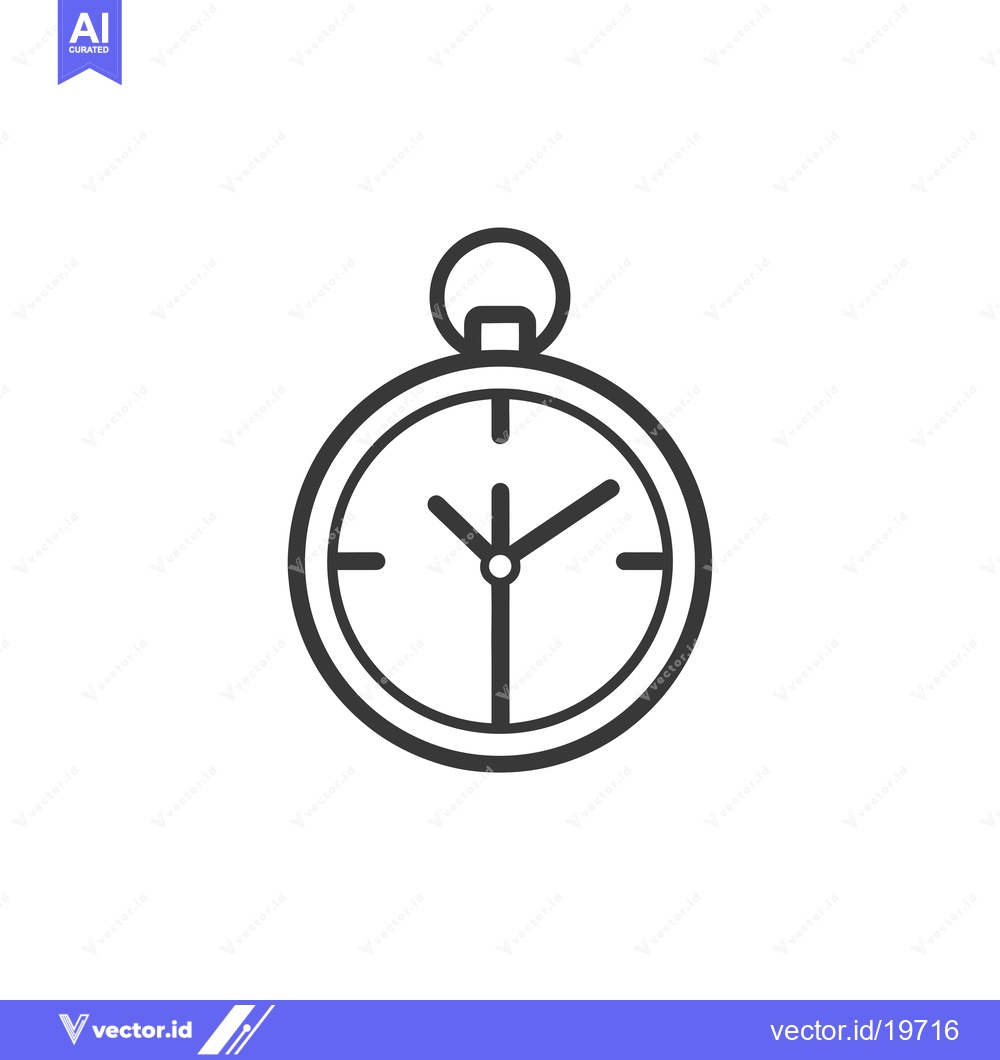 Premium Vector of A Simple Line Drawing of a Pocket Watch with a Dial and Hands