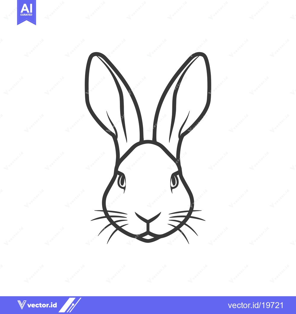 Premium Vector dari A simple line drawing of a rabbit's face