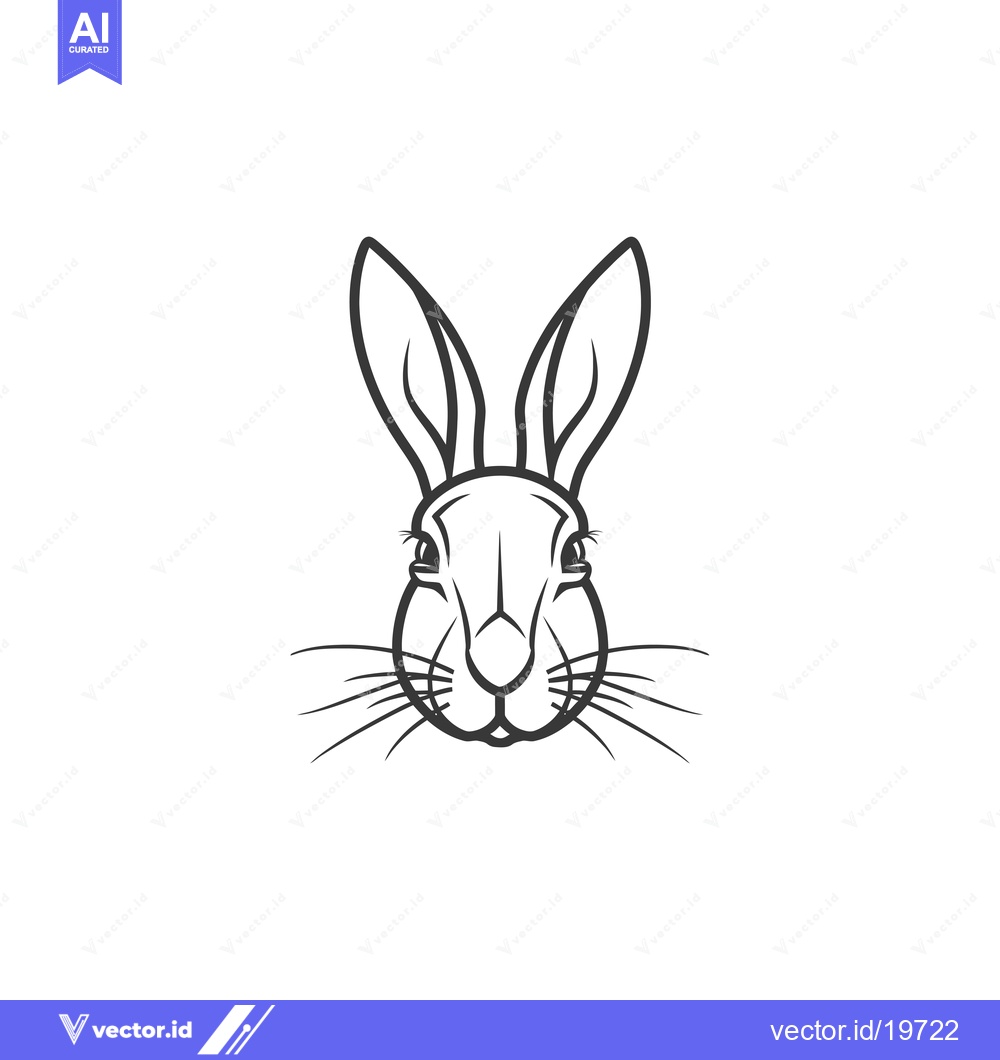 Premium Vector dari A Simple Line Drawing of a Rabbit's Face