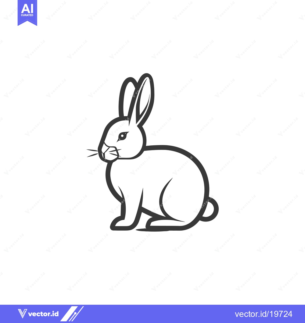 Premium Vector of A simple line drawing of a rabbit sitting