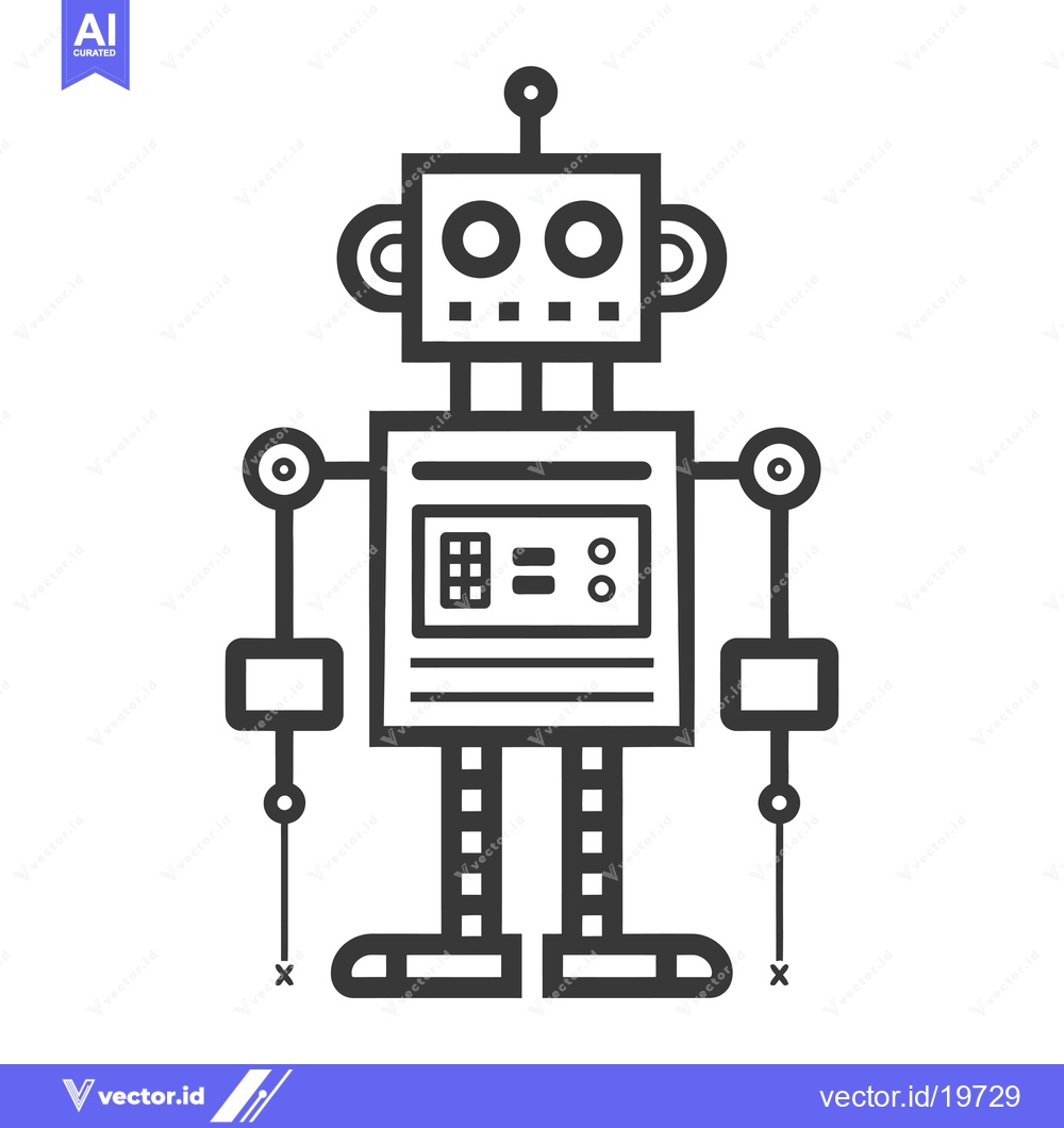 Premium Vector dari A Simple Line Drawing of a Robot