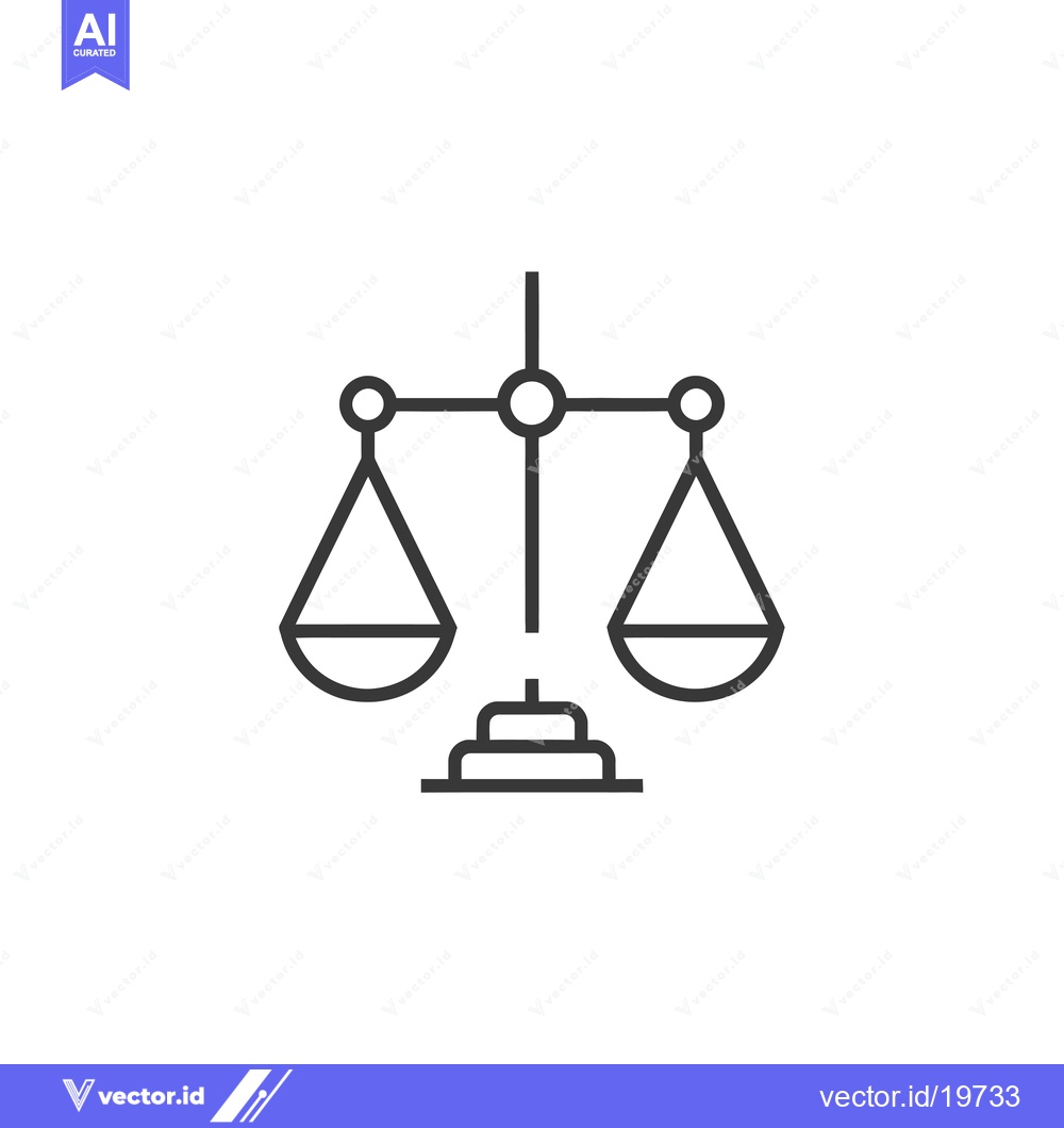 Premium Vector dari A simple line drawing of a scale with two balanced pans