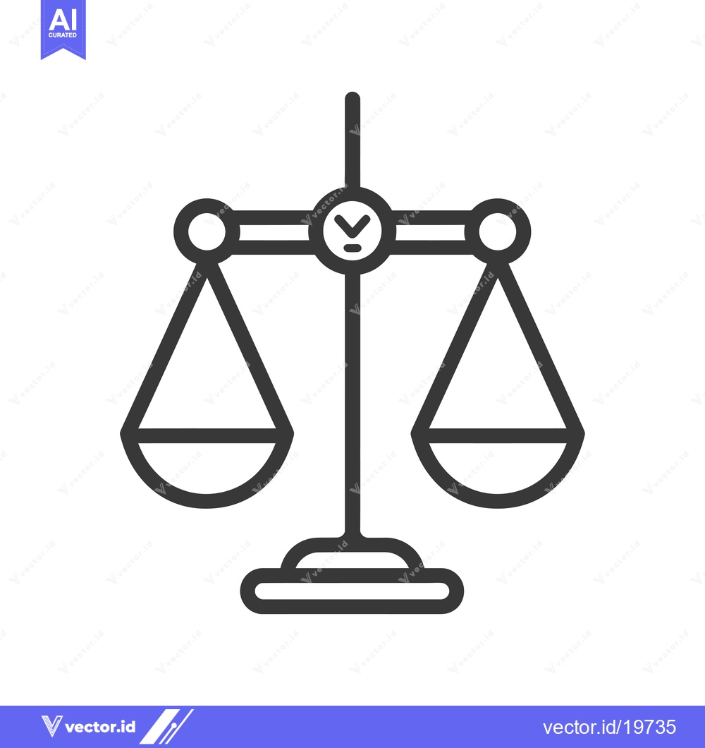 Premium Vector dari A simple line drawing of a scale with two empty trays