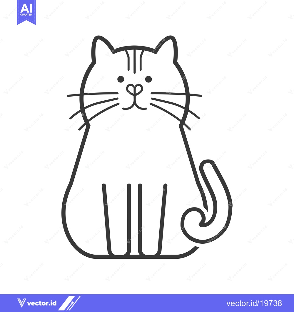 Premium Vector dari A simple line drawing of a seated cat