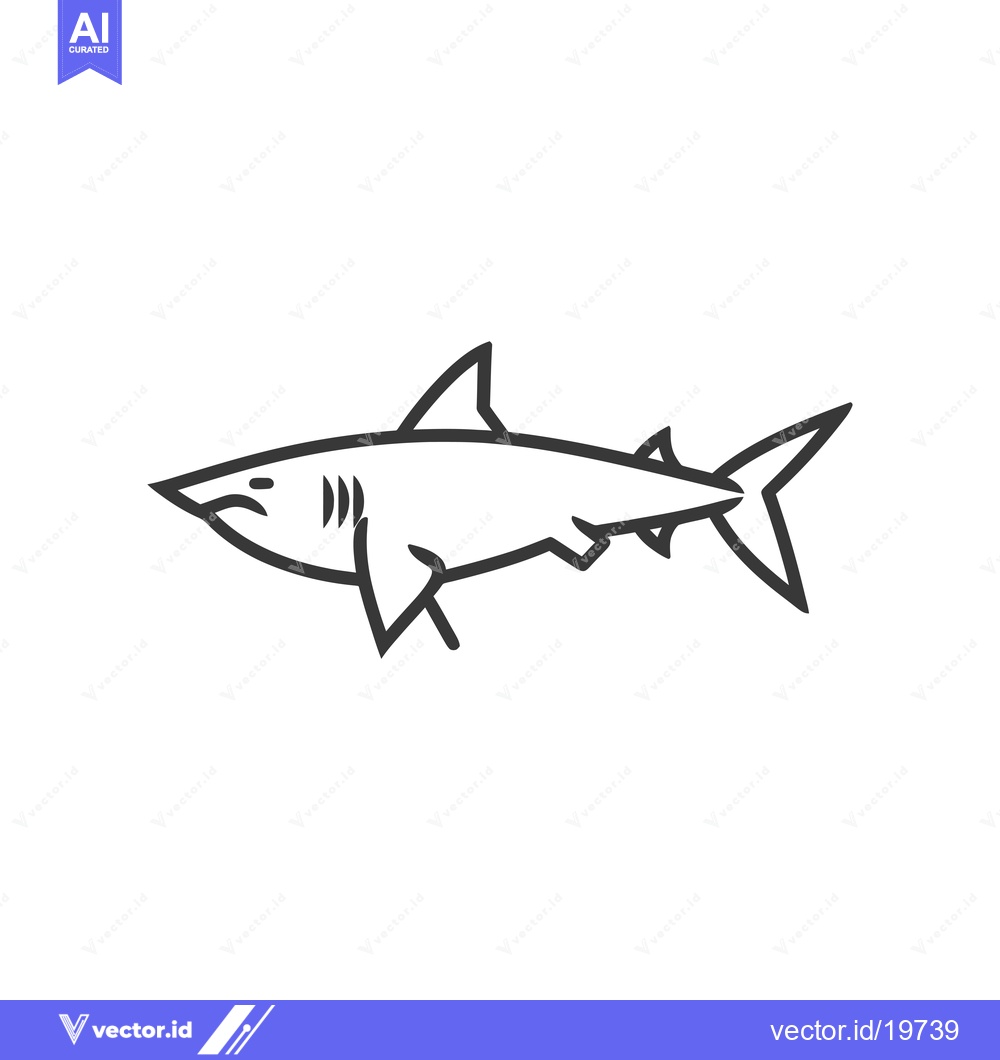 Premium Vector dari A Simple Line Drawing of a Shark
