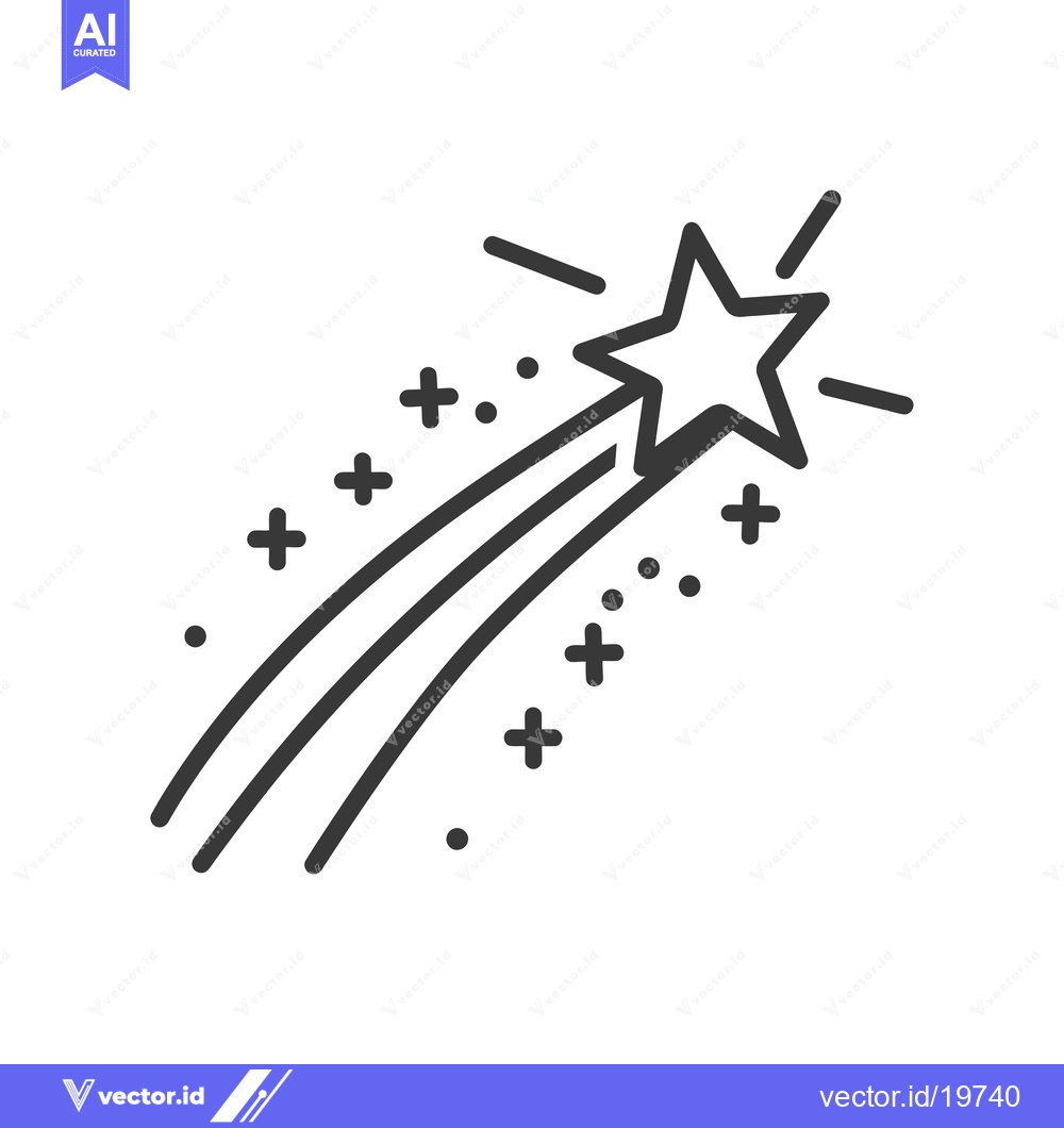Premium Vector dari A Simple Line Drawing of a Shooting Star with a Tail