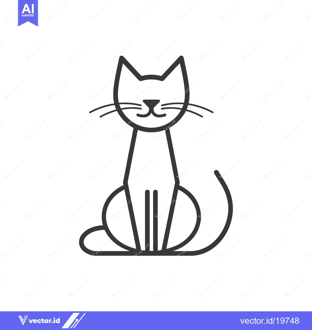 Premium Vector dari A Simple Line Drawing of a Sitting Cat