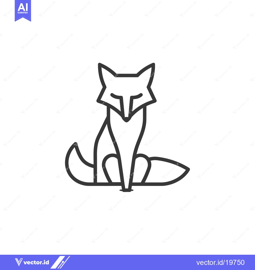 Premium Vector dari A Simple Line Drawing of a Sitting Fox