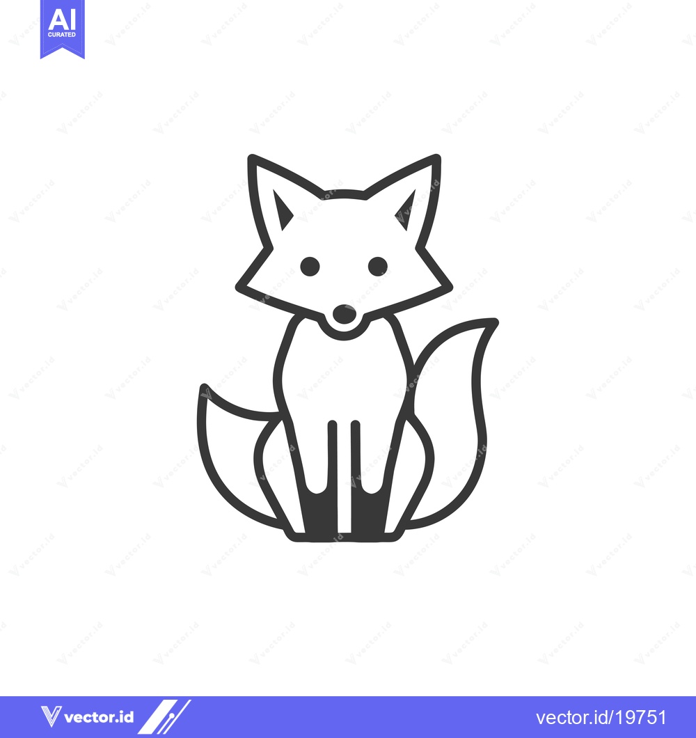 Premium Vector dari A Simple Line Drawing of a Sitting Fox