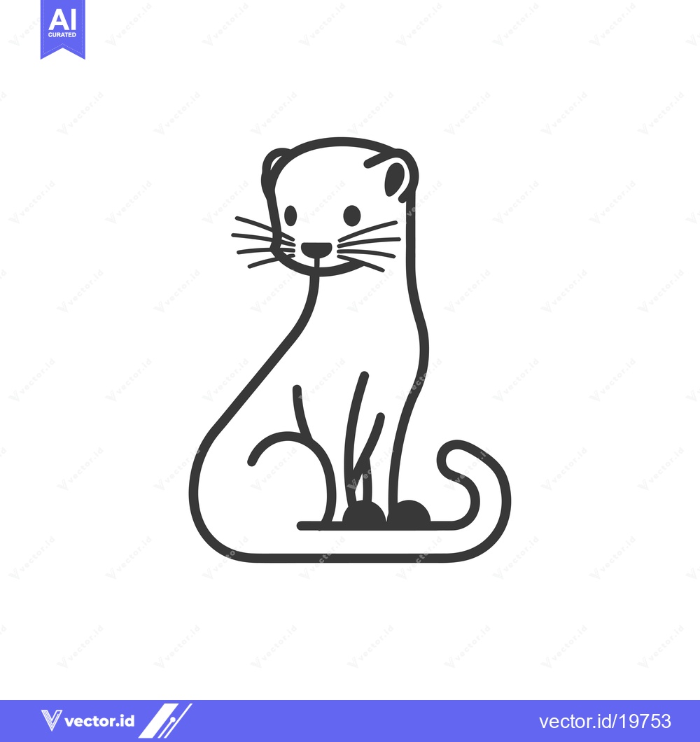 Premium Vector dari A Simple Line Drawing of a Sitting Weasel