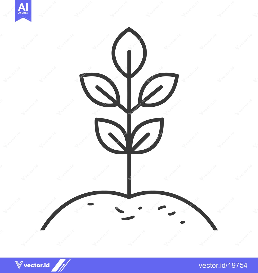 Premium Vector of A Simple Line Drawing of a Small Plant Growing from the Ground