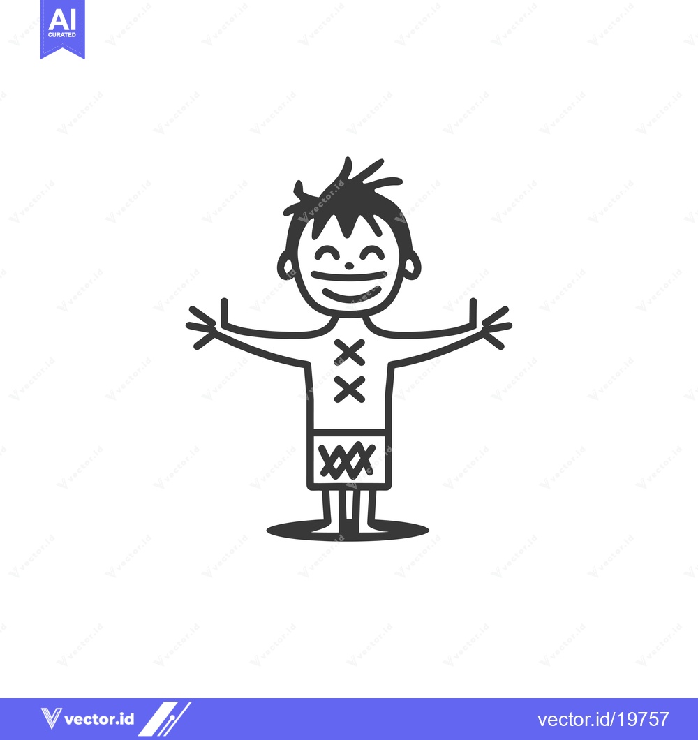 Premium Vector dari A simple line drawing of a smiling cartoon man with outstretched arms