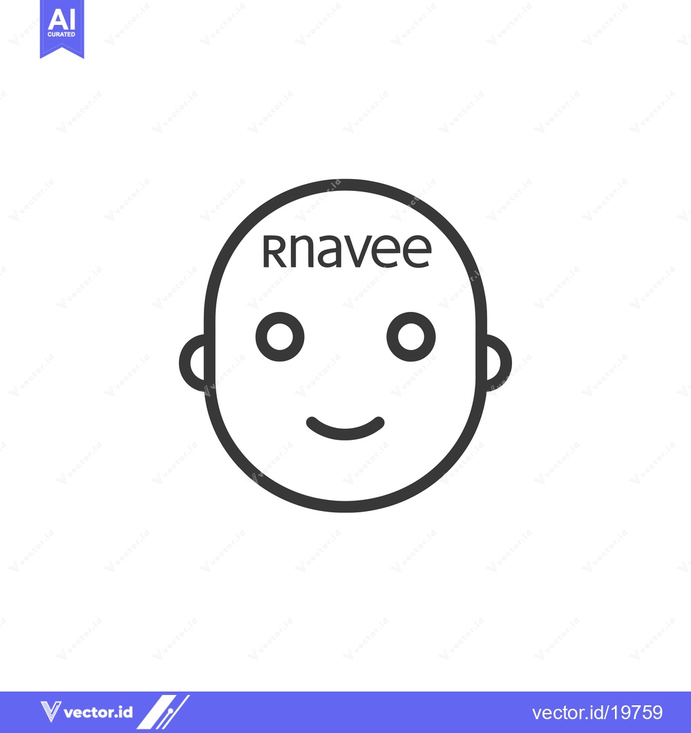 Premium Vector dari A Simple Line Drawing of a Smiling Face with the Name "Rnavee" Written