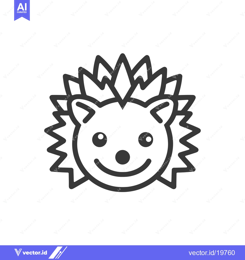 Premium Vector dari A Simple Line Drawing of a Smiling Hedgehog Face