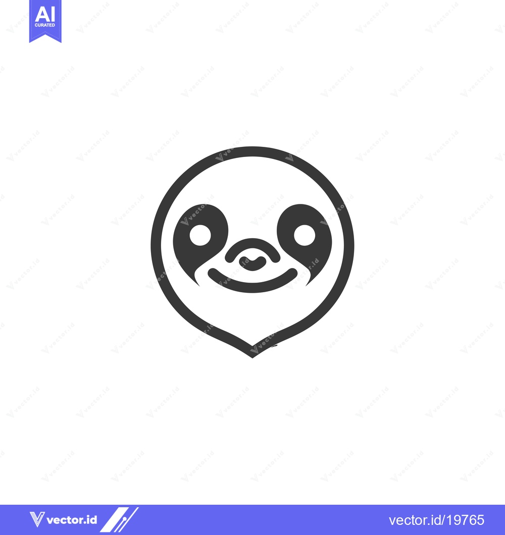 Premium Vector of A Simple Line Drawing of a Smiling Sloth Face