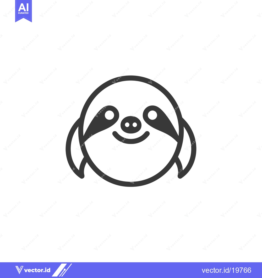 Premium Vector dari A Simple Line Drawing of a Smiling Sloth Face