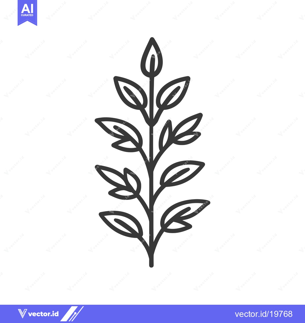 Premium Vector of A Simple Line Drawing of a Sprig with Seven Leaves
