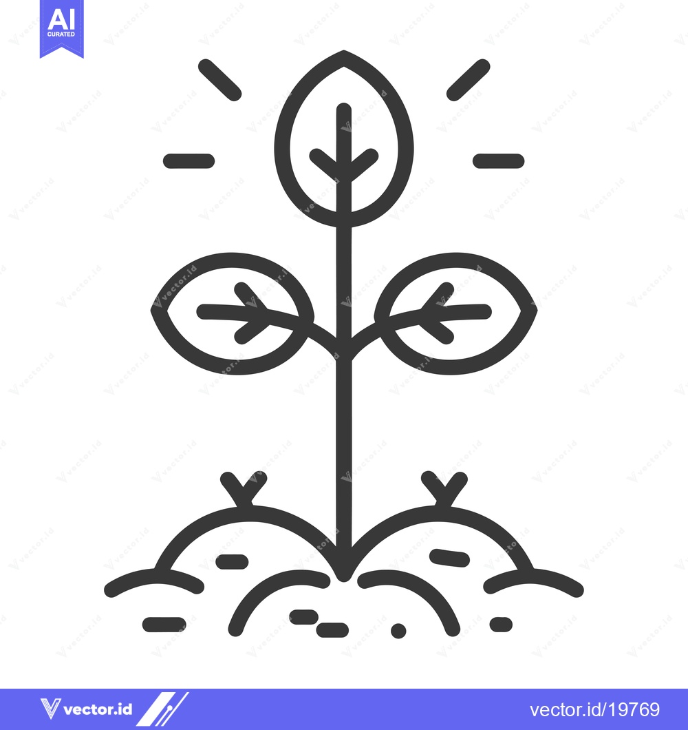 Premium Vector dari A Simple Line Drawing of a Sprouting Plant with Three Leaves