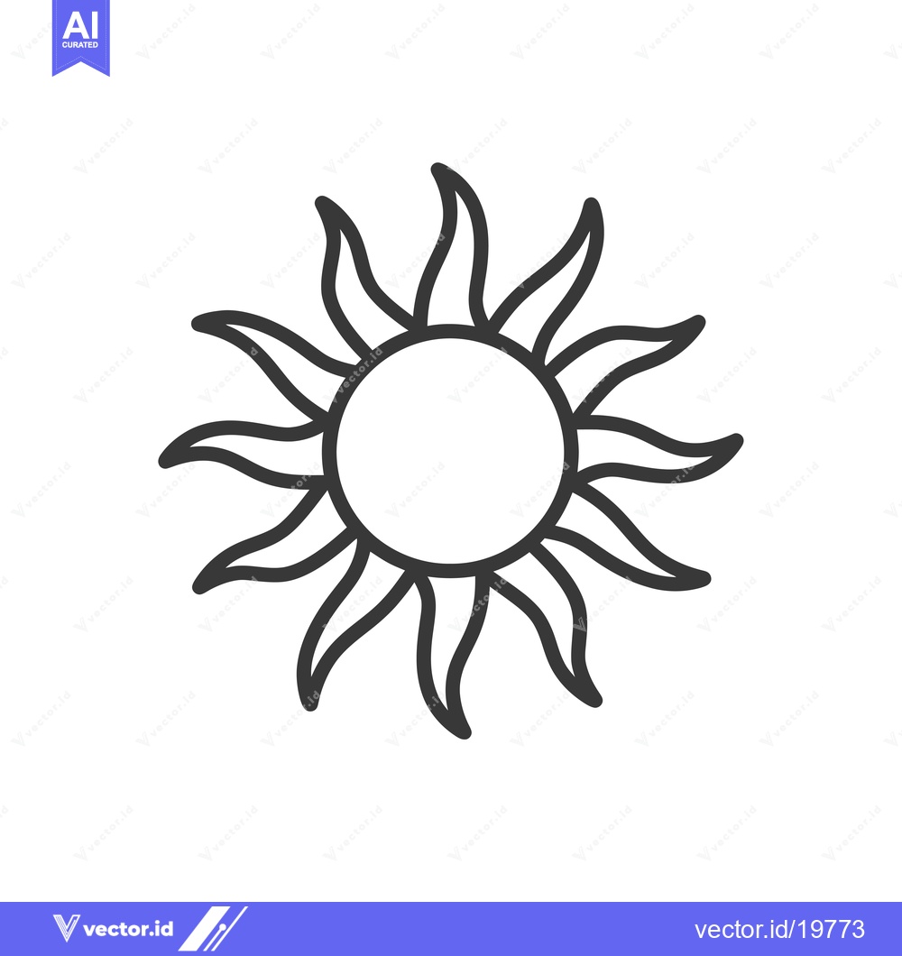 Premium Vector dari A Simple Line Drawing of a Sun with Rays