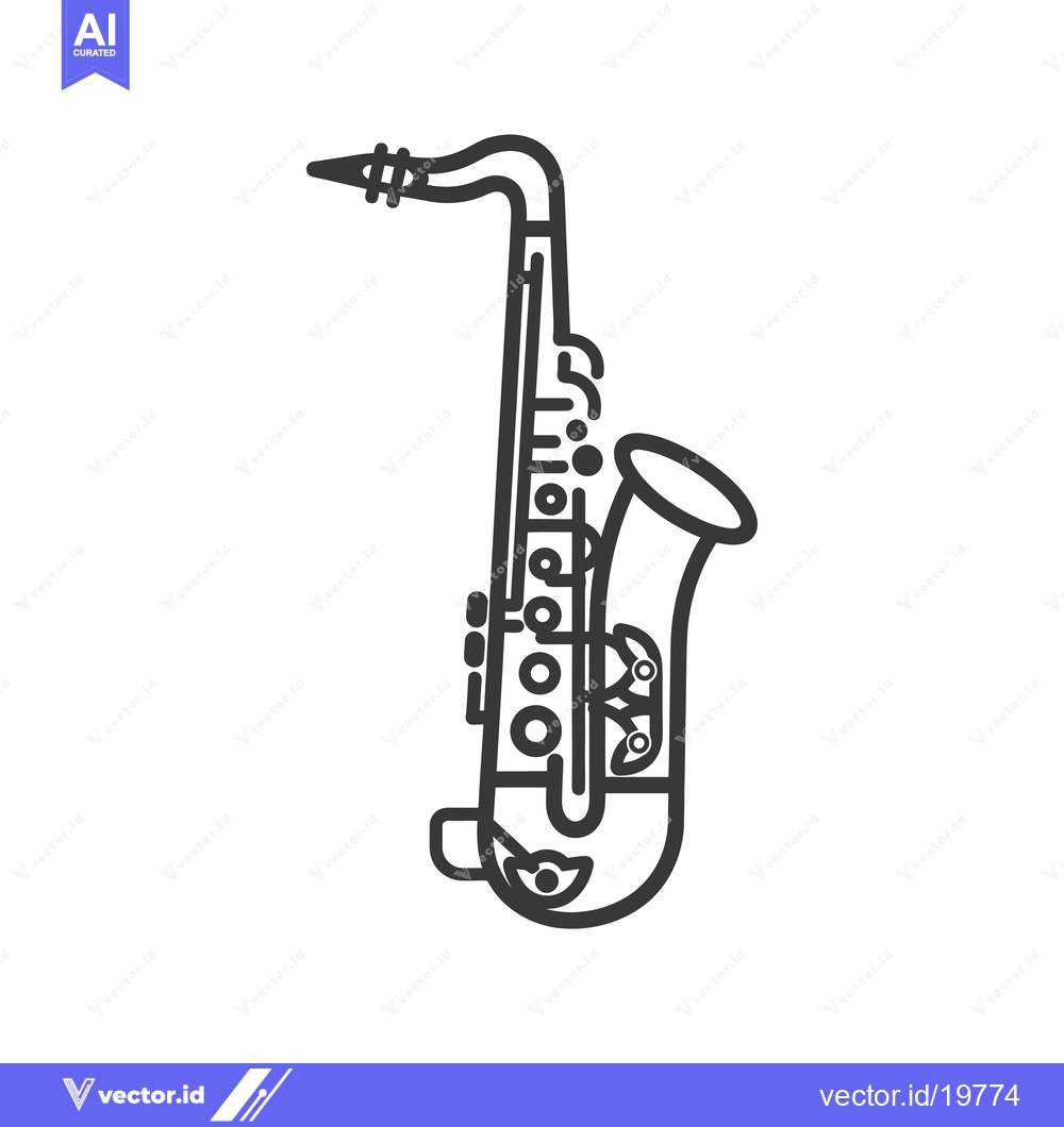 Premium Vector dari A Simple Line Drawing of a Tenor Saxophone