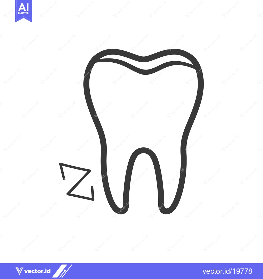 Premium Vector dari A Simple Line Drawing of a Tooth with a Z Symbol