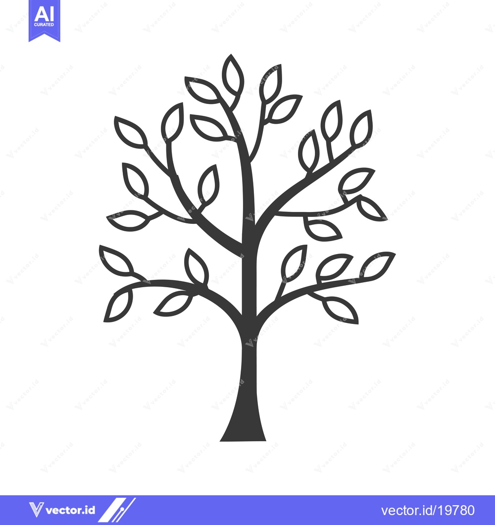 Premium Vector dari A simple line drawing of a tree with leaves