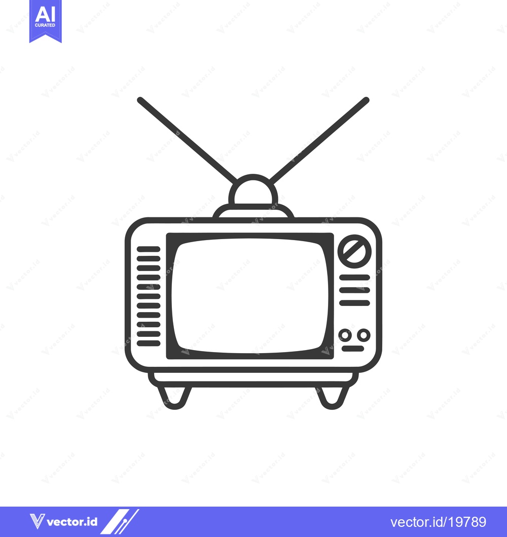 Premium Vector of A simple line drawing of a vintage television set with an antenna