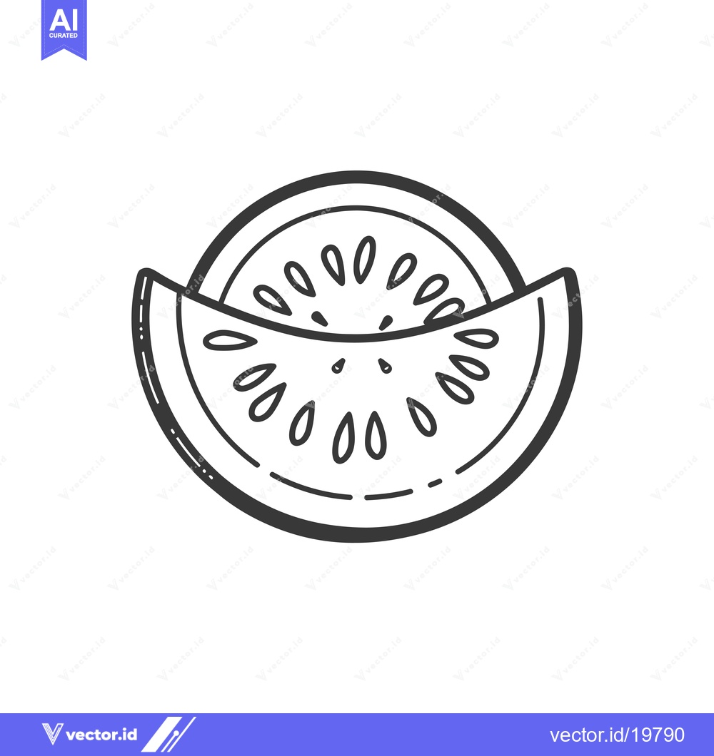 Premium Vector of A Simple Line Drawing of a Watermelon Slice