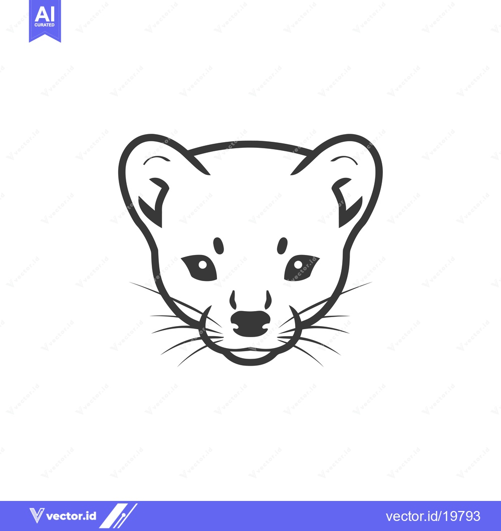 Premium Vector of A Simple Line Drawing of a Weasel's Face