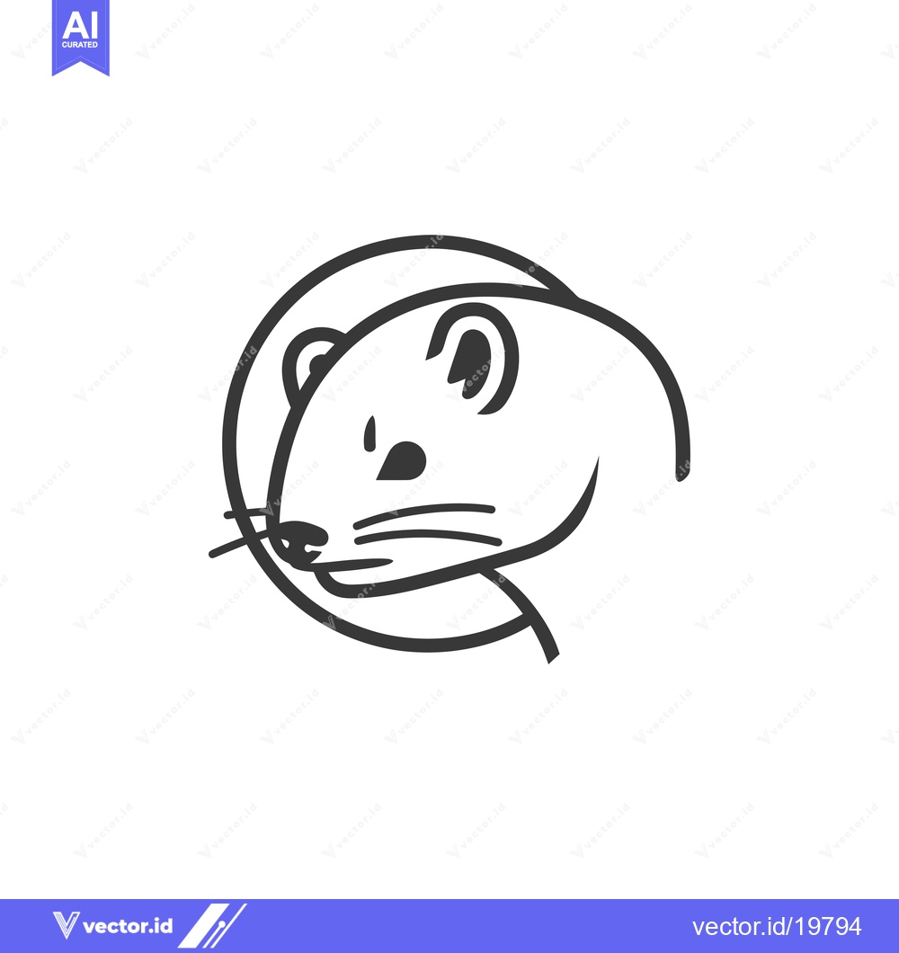 Premium Vector dari A Simple Line Drawing of a Weasel's Head