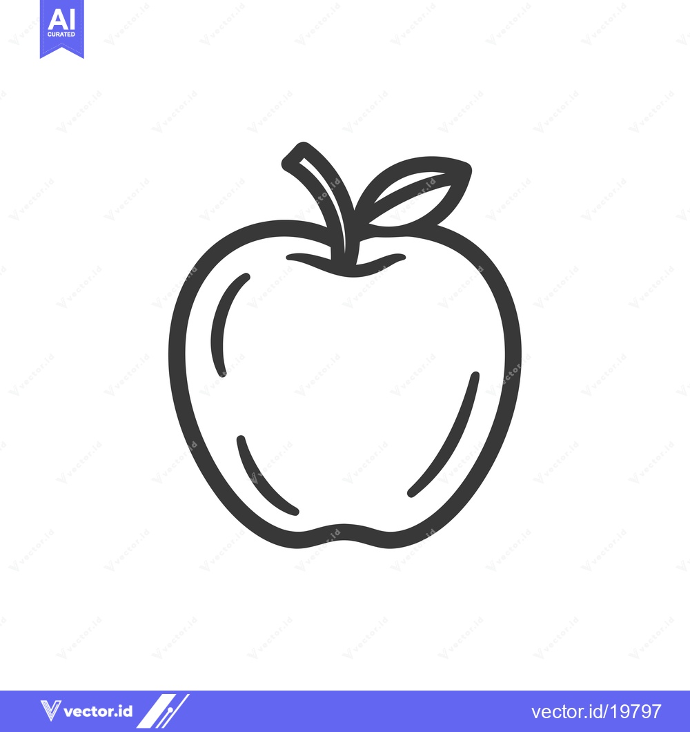 Premium Vector dari A simple line drawing of a whole apple with a leaf